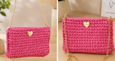 Bolsa cloud de croche Rosa