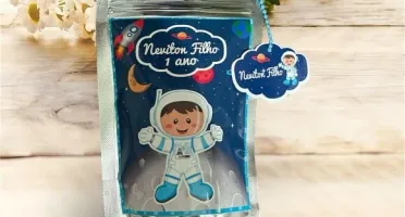 Saquinho Zip Lock Astronauta Personalizado - 10 x 15 cm