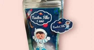 Saquinho Zip Lock Astronauta Personalizado - 10 x 15 cm