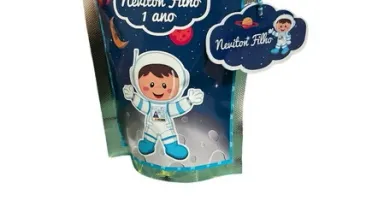 Saquinho Zip Lock Astronauta Personalizado - 10 x 15 cm