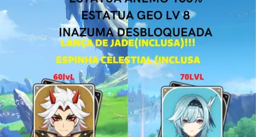 ✨✨AR 40/LANÇA DE JADE/EULA/ITTO/ESTÁTUA ANEMO 100%/INAZUMA D