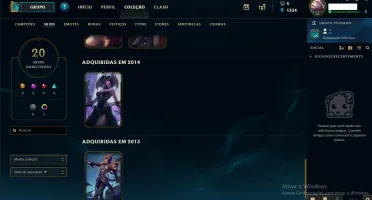 CONTA LOL - PLATINA 1 - SKINS VITORIOSAS DESDE A SEASON 3
