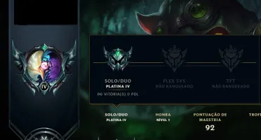 CONTA LOL PLATINA 4 COM 97V - 57L - MMR ALTO