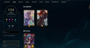 Conta prata 1 com 150 champs e 134 skins