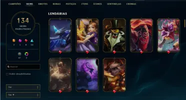 Conta prata 1 com 150 champs e 134 skins