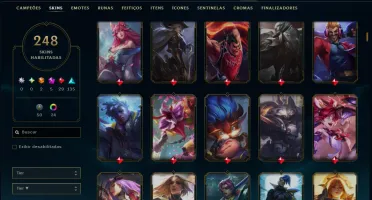 Ouro 1 com TODOS os Champs e 247 Skins +3 Prestigios