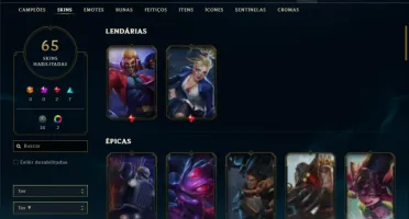Conta Unranked com 125 Champs e 65 Skins