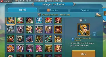 Lords mobile conta 25(CT), 59(jogador), 96m poder, pré t4