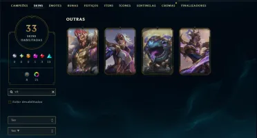 Unranked com 140 Champs e 33 Skins ( ADC / MID )