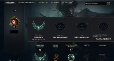 Conta LoL Rank Elo Platina IV 4 Season Temporada 12