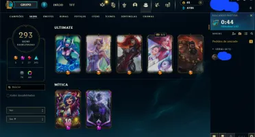 Conta League of Legends Diamante 2 com 293 skins