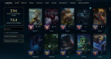 Ouro 4 com TODOS os Champs e 134 Skins ( MAIN JG )