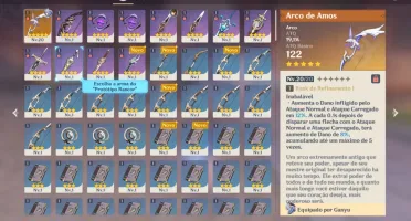 Genshim Impact (AR10): Ganyu+Skin+Zhongli+Arco de Amos+5⭐