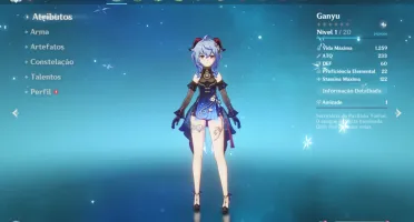 Genshim Impact (AR10): Ganyu+Skin+Zhongli+Arco de Amos+5⭐
