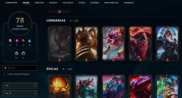 VENDO CONTA LOL - PLAT3 / 140 CAMPEAO / 80 SKIN / MMR OTIMO