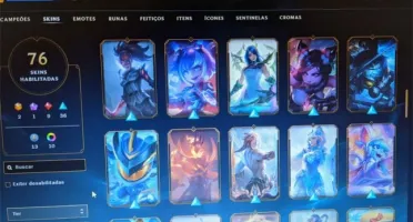 conta LOL nível 105 76 skins
