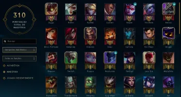 Conta Ouro 4 85 champ 27 skins, muito boa.