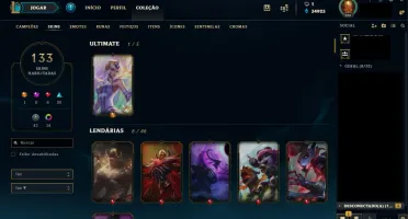 Conta Lol Lvl 280 - Diamante 3/todos Campeões/133 Skins