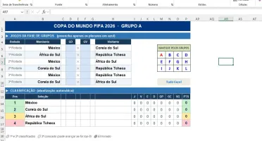 Tabela da Copa 2026 no Excel com Jogos da FIFA para Editar