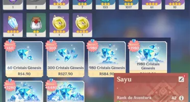 Yoimiya + Harpa Celestial, Mona + Oração, Kokomi e Qiqi