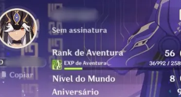 Conta genshin america Ar 56 11 personagens de 5 STAR