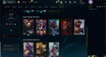 CONTA LOL NÍVEL 66 - 17 SKINS - 42 CAMPEÕES - UNRANKED
