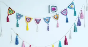 Kit Decoração Varal de Bandeirinhas + Varal de Tassels