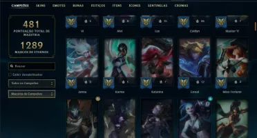 Ouro 4 com TODOS os champs e 211 Skins + 888k de Zed