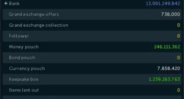 account full gear, 16b bank, 4k solo zamy and telos