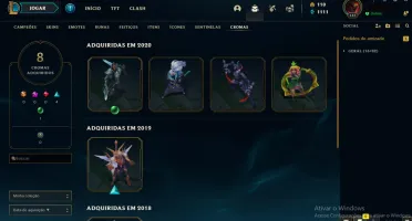 Conta plat 4 season passada = 71 skins bala +106 champs vem!