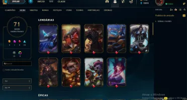 Conta plat 4 season passada = 71 skins bala +106 champs vem!