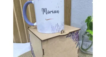 Kit 1 Caneca e Caixa MDF 12 cm Personalizadas