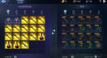 2 contas MIR4, Guerreiro, 73 LVL, 105K, Lanceiro,LVL 71,104k