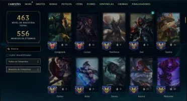 Esmeralda 4 com TODOS os Champs e 112 Skins ( MID / ADC )