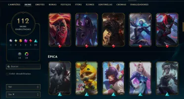 Esmeralda 4 com TODOS os Champs e 112 Skins ( MID / ADC )