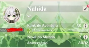 Conta Genshin EndGame Ayaka+BIs, Nahida+Bis,Nilou+Bis e mt+