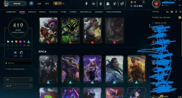 conta com 419 skin de lol
