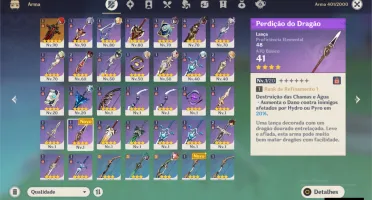 Conta Genshin AR 54 Diluc + Eula + Hutao + Keqing++