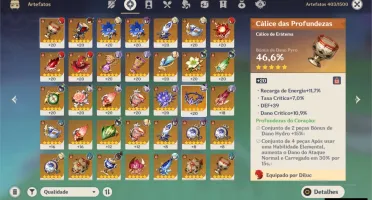 Conta Genshin AR 54 Diluc + Eula + Hutao + Keqing++