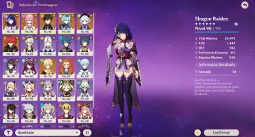 Yae Miko C2, Raiden, Eula, Zhongli, Qiqi C3, Diluc C1...