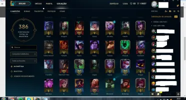 Conta Diamante 2, 58 skins, 119 campeões, 10 páginas de runa