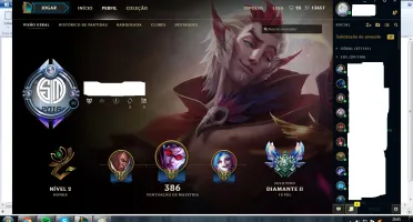 Conta Diamante 2, 58 skins, 119 campeões, 10 páginas de runa