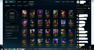 Conta Diamante 2, 58 skins, 119 campeões, 10 páginas de runa
