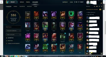 Conta Diamante 2, 58 skins, 119 campeões, 10 páginas de runa