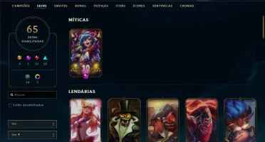 Conta prata 2 com 65 skins e 67 champs