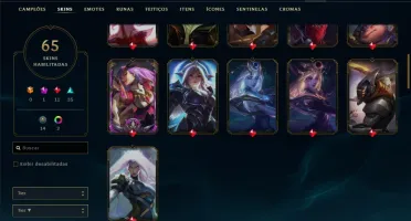 Conta prata 2 com 65 skins e 67 champs