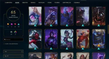 Conta prata 2 com 65 skins e 67 champs