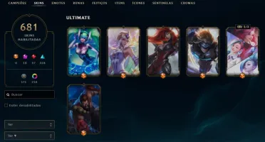 Conta league of legends 690 skins com varias míticas e emote