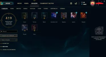 Conta de LOL unranked c/ 173 skins c/ e-mail valido
