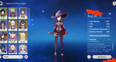 conta genshin ar46 venti, mona ayaka e cyno